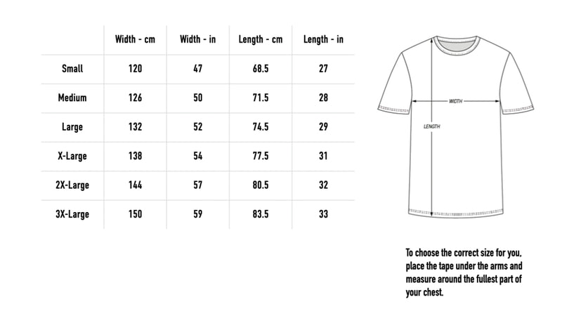 Size chart for La Mia Vita Violenta Tee - White