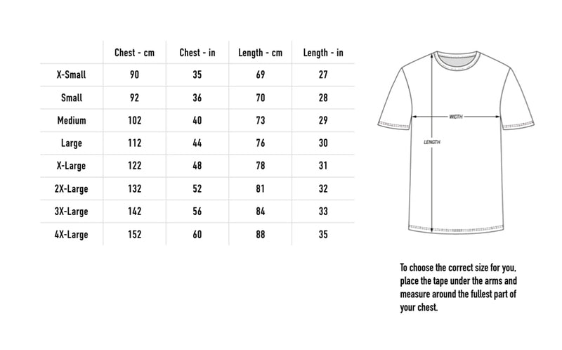 Size chart for Logo Tee - Black